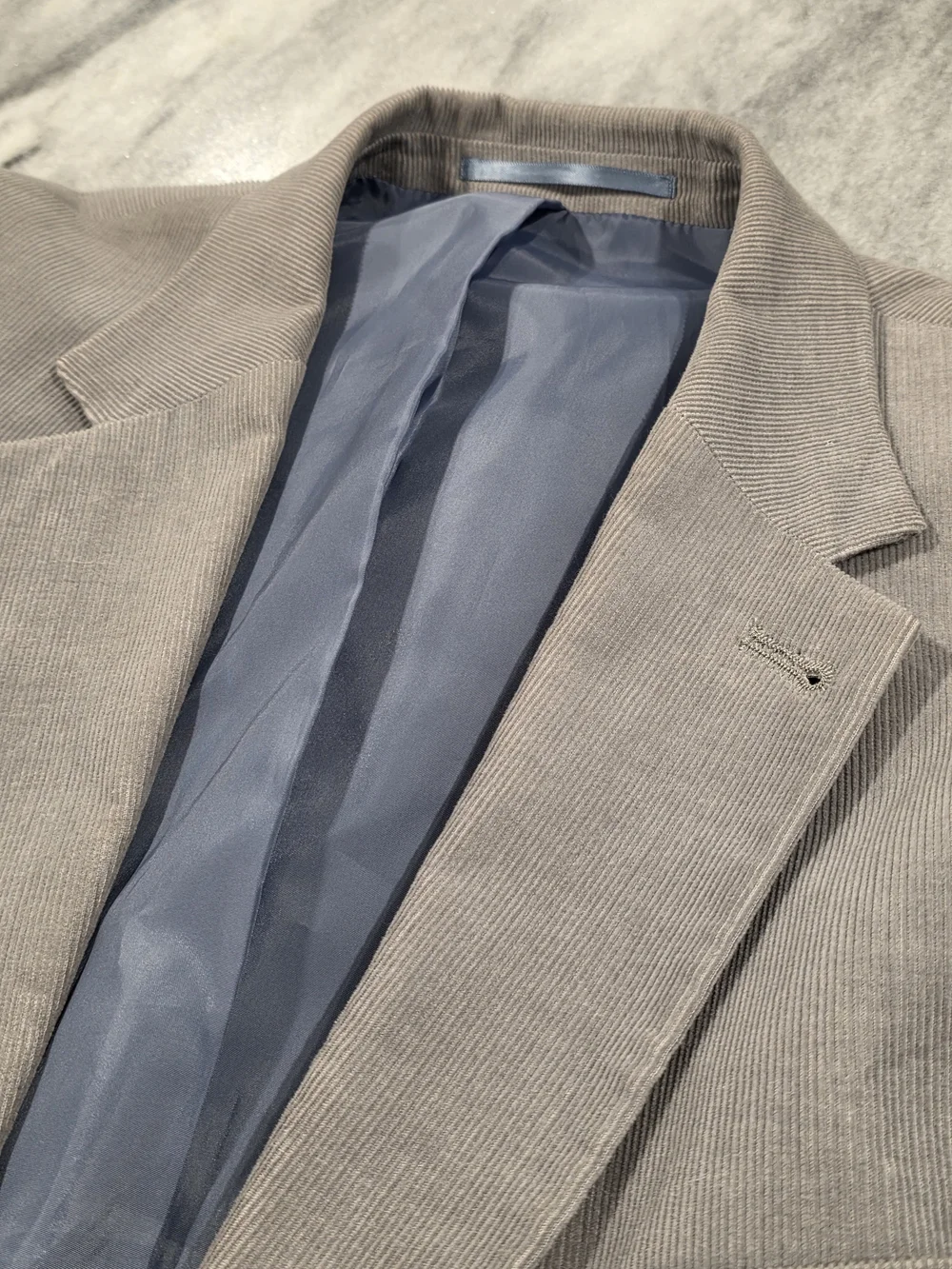 44L Men's C&A Canda European Corduroy Modern Blazer Light Gray Sport Coat